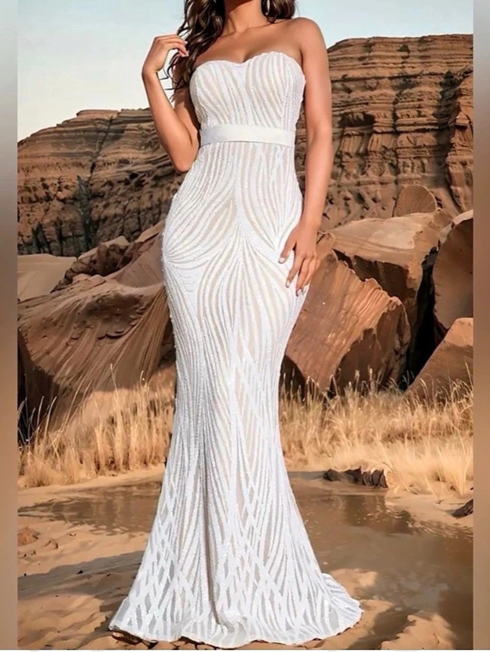 White Strapless Maxi Dress